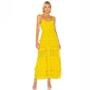 Tularosa Sunny Yellow Tiered Maxi Dress with Tie Straps